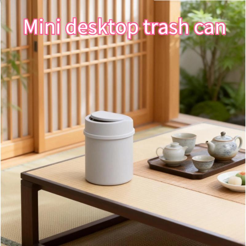 פח שולחני מיני פח אשפה קטן צינור עם מכסה פח אשפה לחדר שינה פח אשפה קופסת אחסון למקום עבודה נקי שולחן ביתי