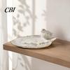 Resin Trinket Tray Elegant Bird Leaf Shaped Dish, Jewelry Tray, Vintage Gold Ring Tabletop Storage Holder for Nightstand Dresser, Small Decorative
