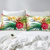 Watercolor Red Hibiscus Flower Pattern Three-Piece Quilt Cover Digital Printing Bedding Set Bed Cover