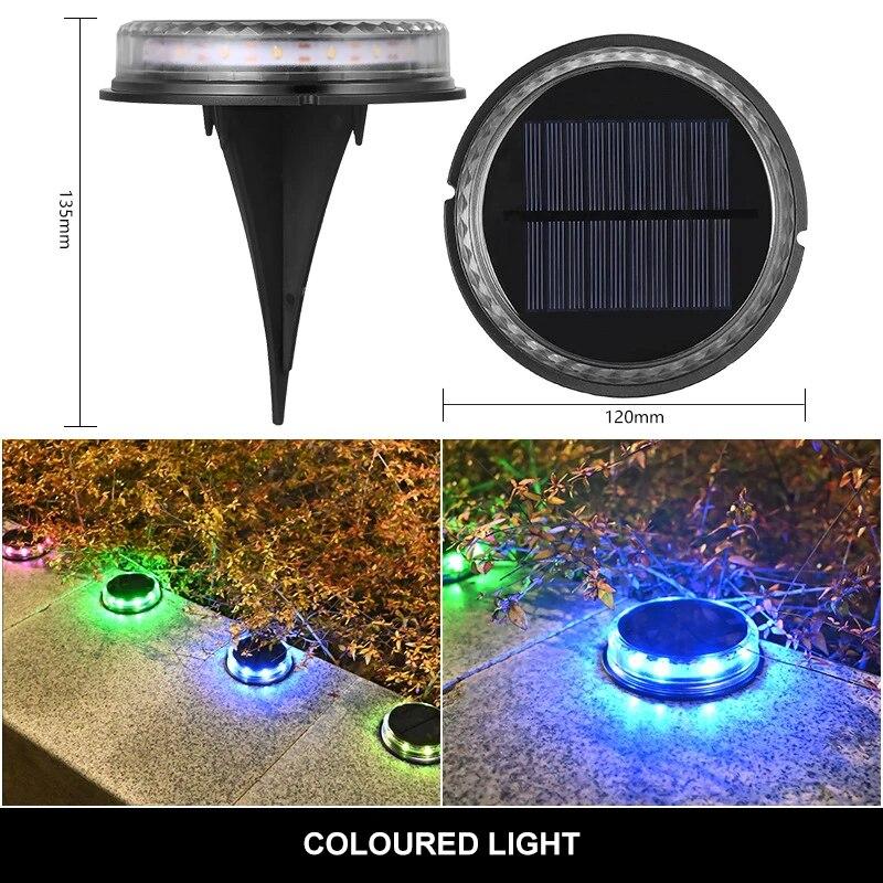 4PCS 1200mAh Round Solar Night Security Disk Powered Led Garden Lawn Light Walkway Outdoor Landscape Ground