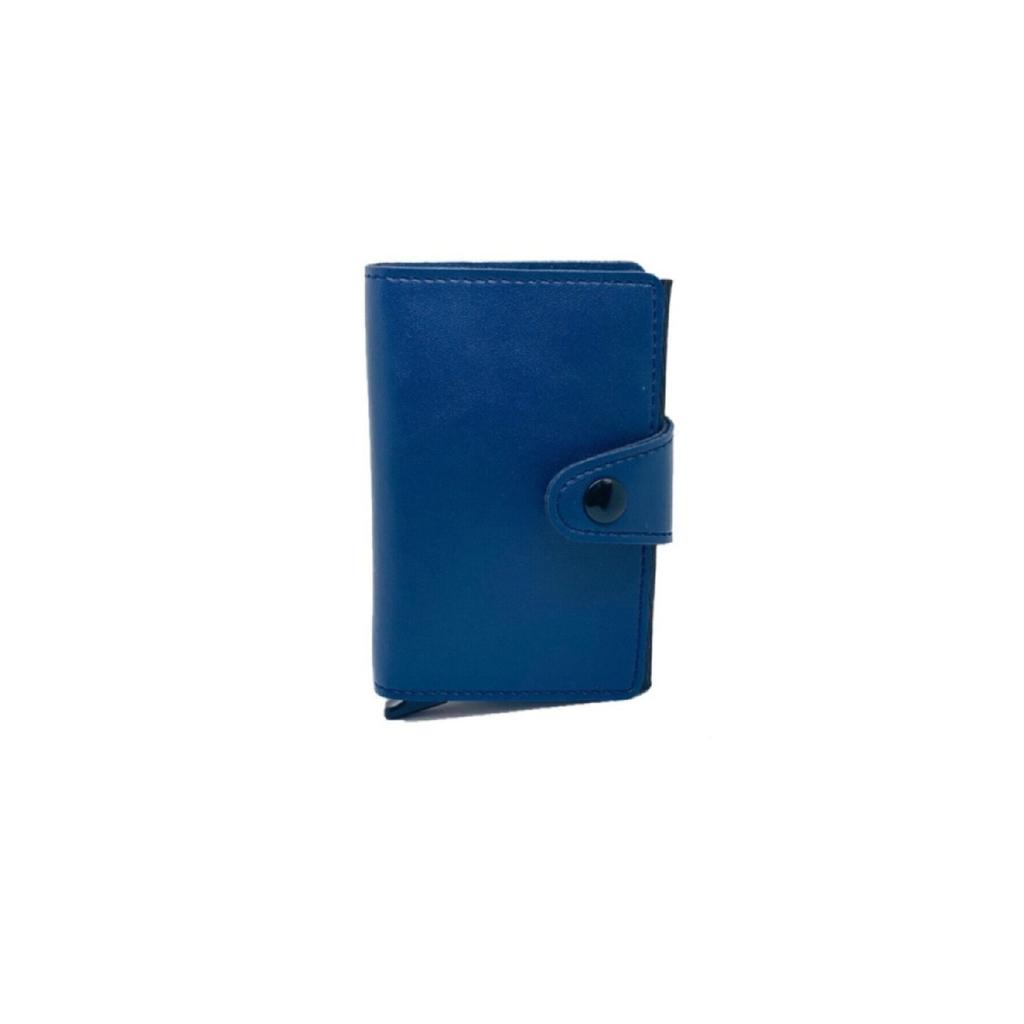 Comely RFID-geschützte Leder-Geldbörse mit automatischem Aluminiummechanismus, Unisex, Kartenhalter