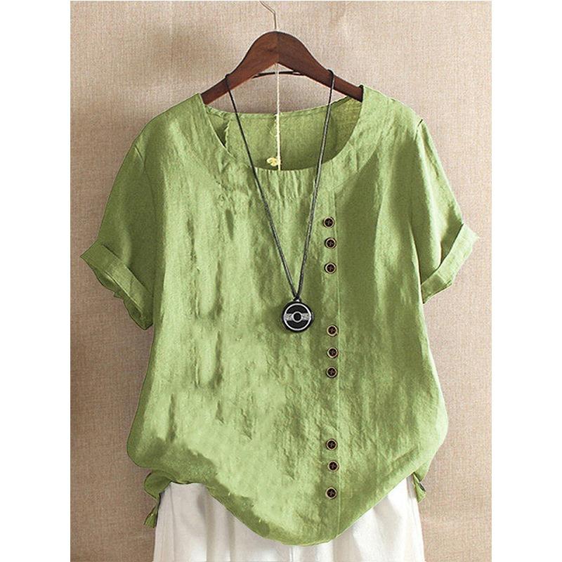BITCED Women's Fashion Casual Solid Color Print Short Sleeve O-Neck Blouses & Shirts