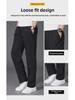 Heren Casual Losse Broek met Meerdere Zakken, Elastische Taille, Plus Size, Effen Kleur, Dun voor Lente en Herfst
