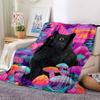 1pc Mushroom Fantasy Cat Blanket, Lightweight Flannel Throw Blanket For Sofa, Bed, Travel, Camping, Living Room, Office, Couch, Chair, And Bed