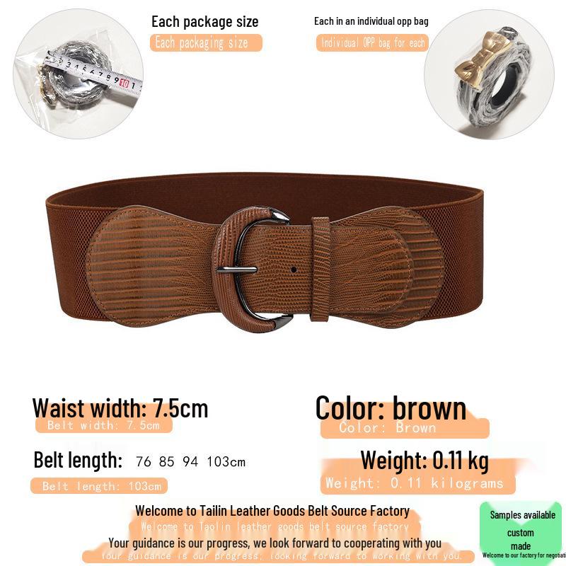Women's Animal Print Elastic Leather Belt with Buckle