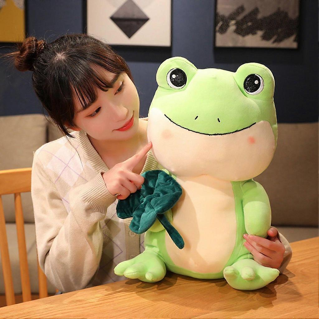 Frog Plush Toy Soft Lovely Cartoon Frog Hold Lotus Leaf Plushies Companion