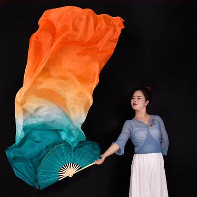 180cm Barevný hedvábný vějíř na břišní tance Ručně barvený Vlající Extra dlouhý Dámský Kostým pro trénink, soutěž, jevištní show