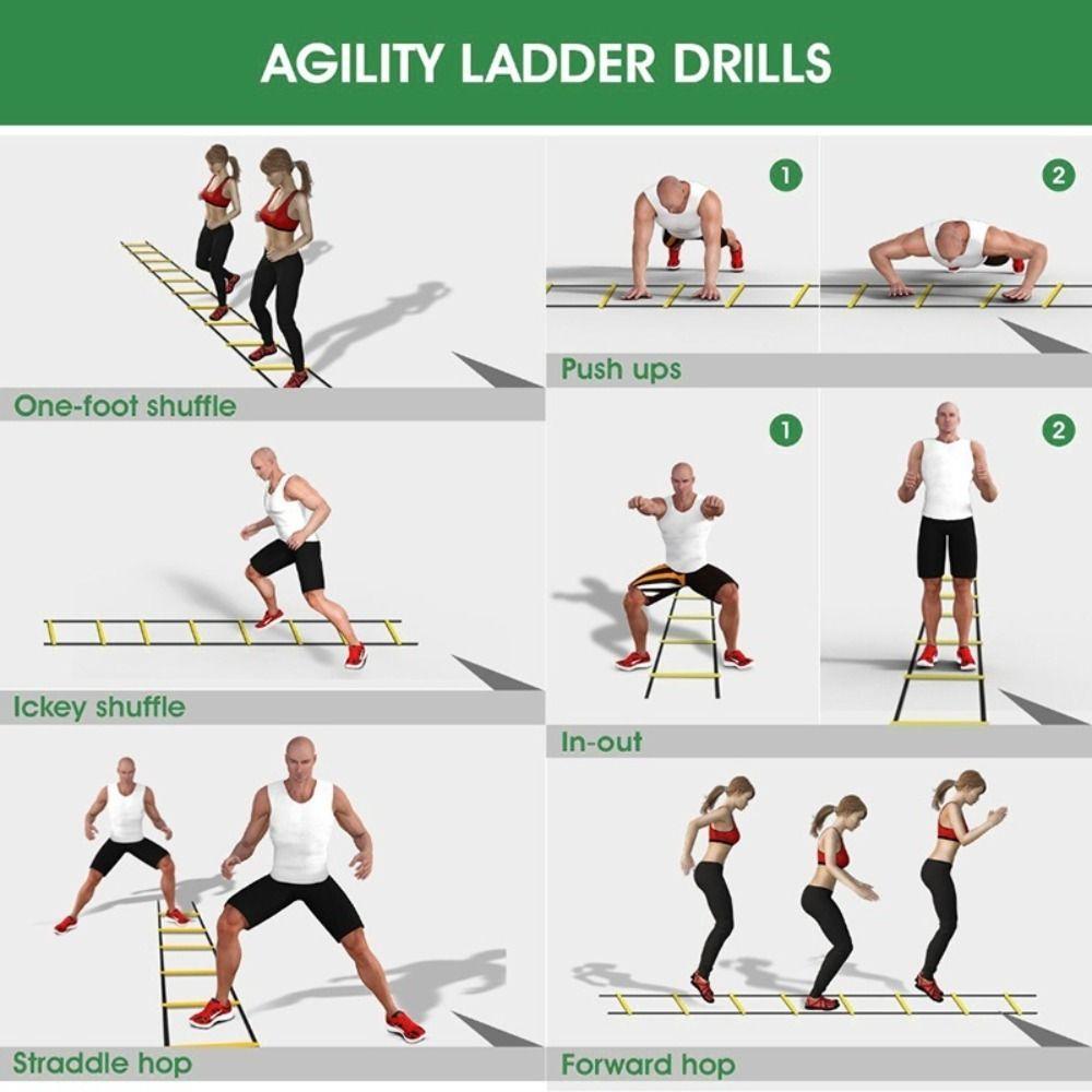 Yellow Agility Training Ladder Adjustable Rungs Speed Ladder Fitness Feet Speed