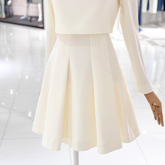 Shatin Satin Back-Slit Ribbon-Point Dress