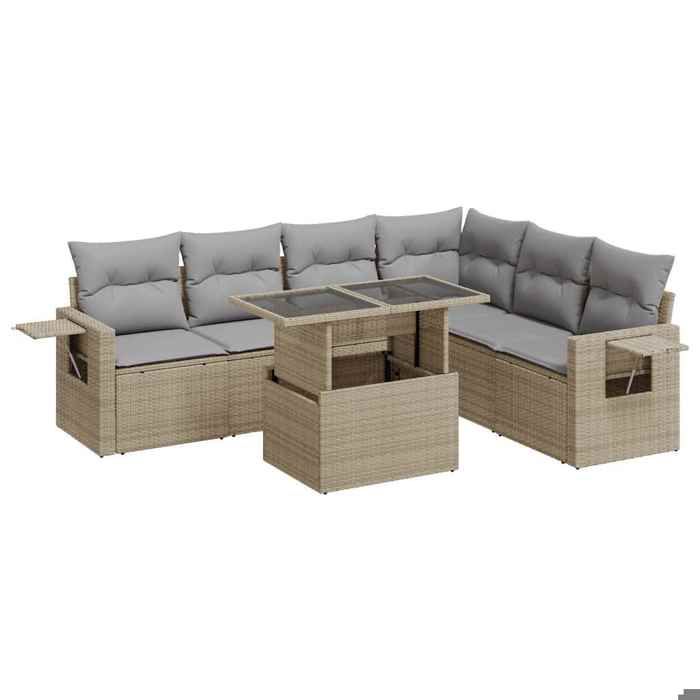 Maison Exclusive - Salon de jardin avec coussins 7 pcs beige résine tressée