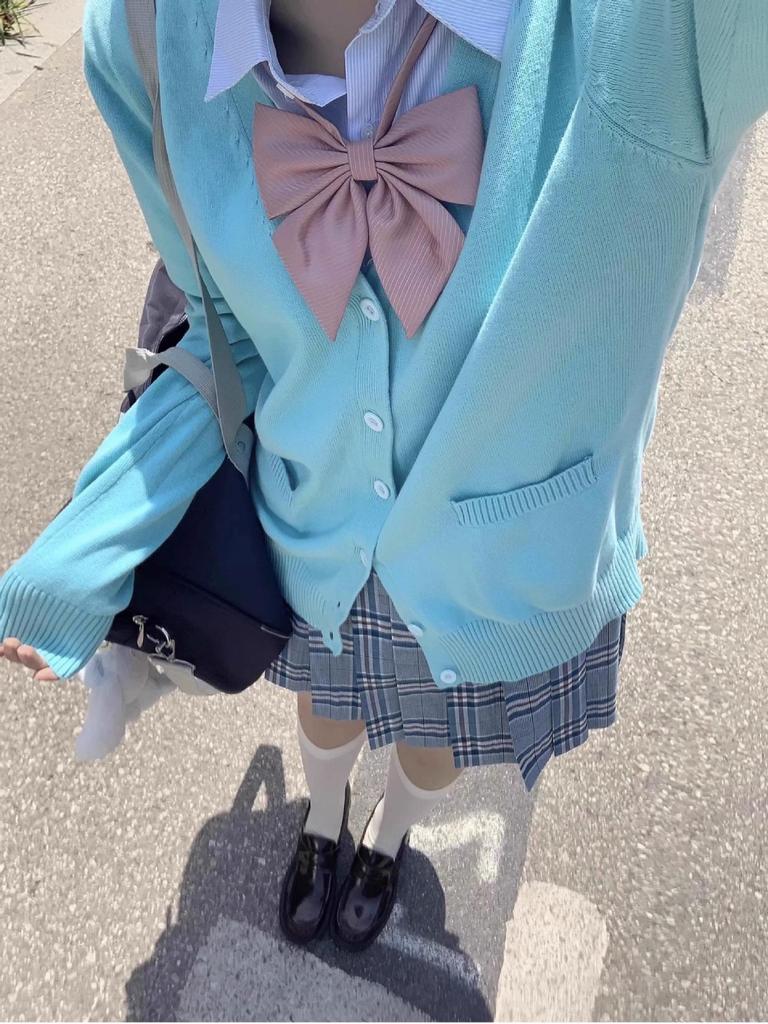 Women's Autumn Winter Slim Fit Japanese School Style Cardigan Sweater with Long Sleeves, Multi-color