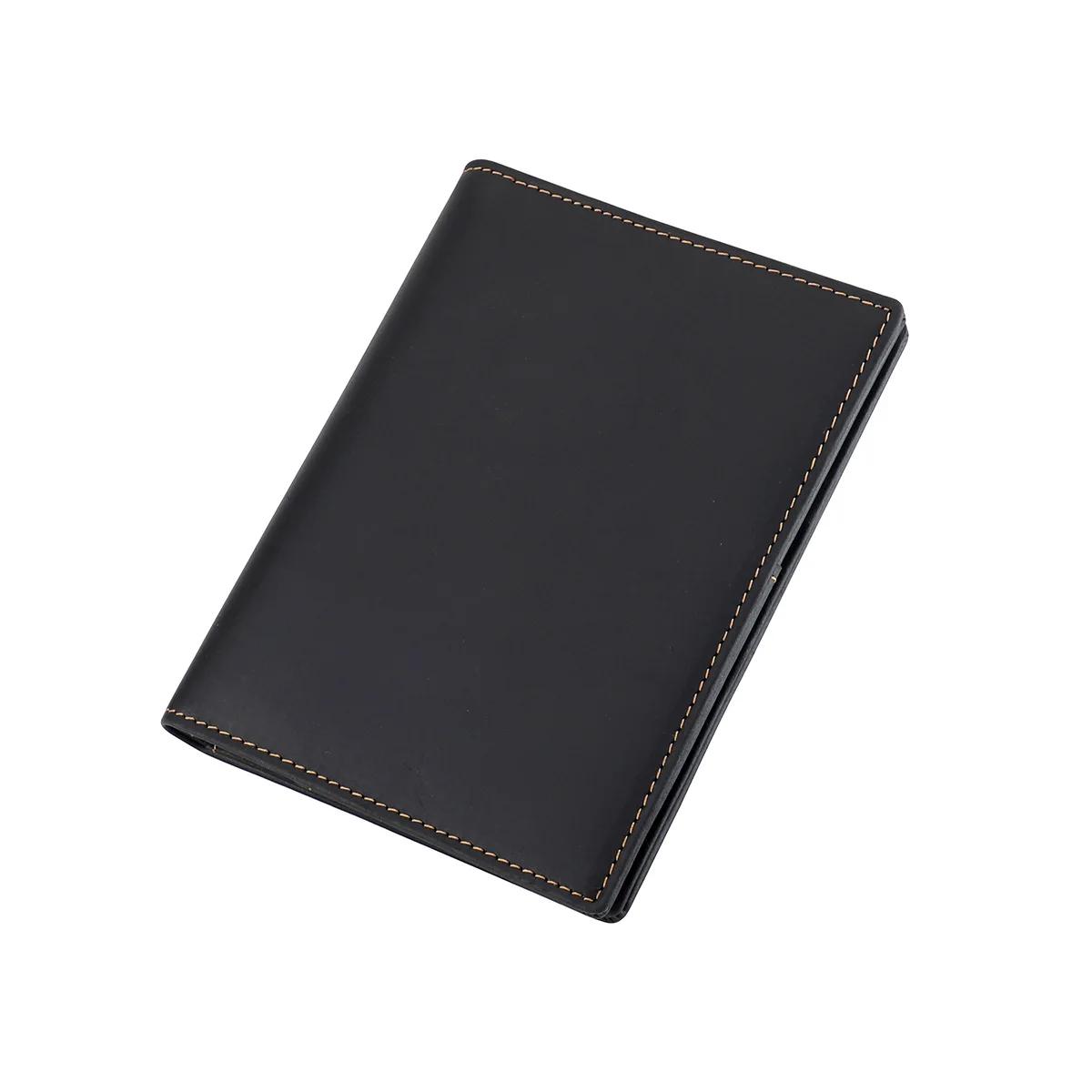 Genuine Leather Passport Wallets Unisex Passport Cover with AirTag Slot RFID Blocking Card Holder Slim Travel Certificate Bag чёрный