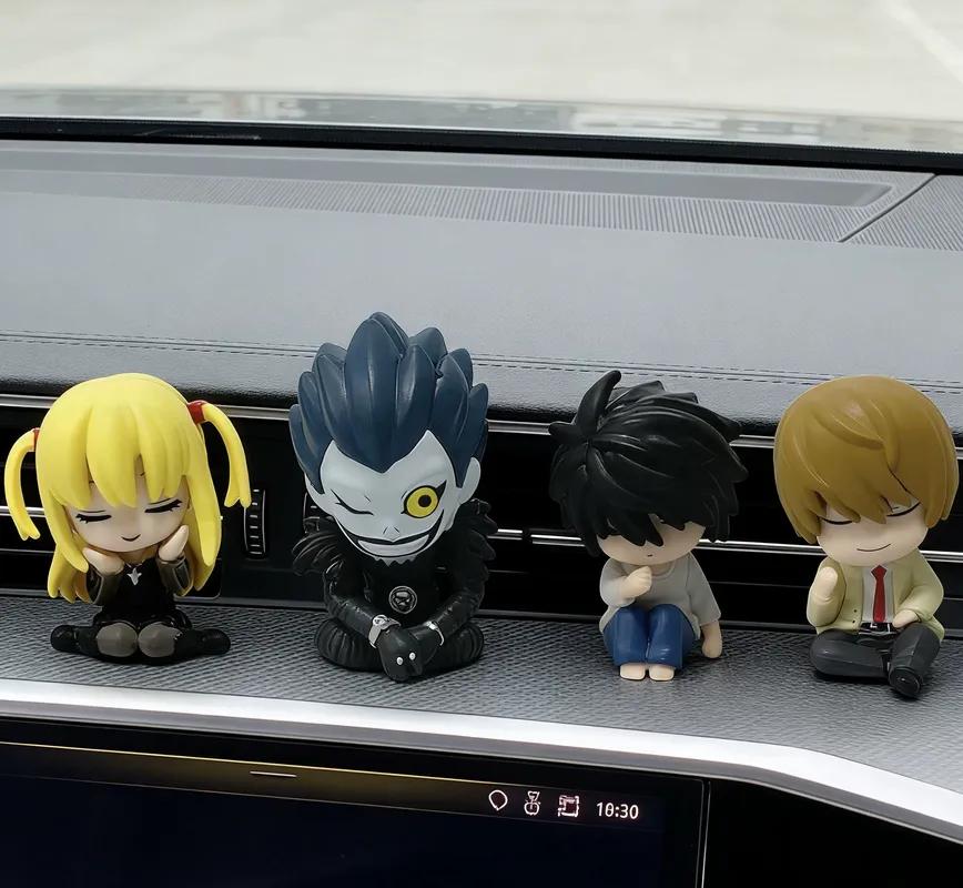4pcs/Set Death Note Sleeping Figures L Lawliet Light Yagami Misa Amane Ryuk Cute Mini Figures Capsule Toy Car Decor Anime Gifts
