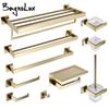 Brushed Gold Bathroom Accessories Set Toilet Brush Holder Toilet Paper Holder Towel Bar Rail Rack Hanger Hook Soap Dish Hardware