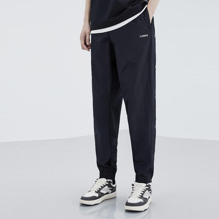 Anta Logo Label Mid Waist Straight Leg Cuffed Sports Pants Men Pants Black 952321501-2