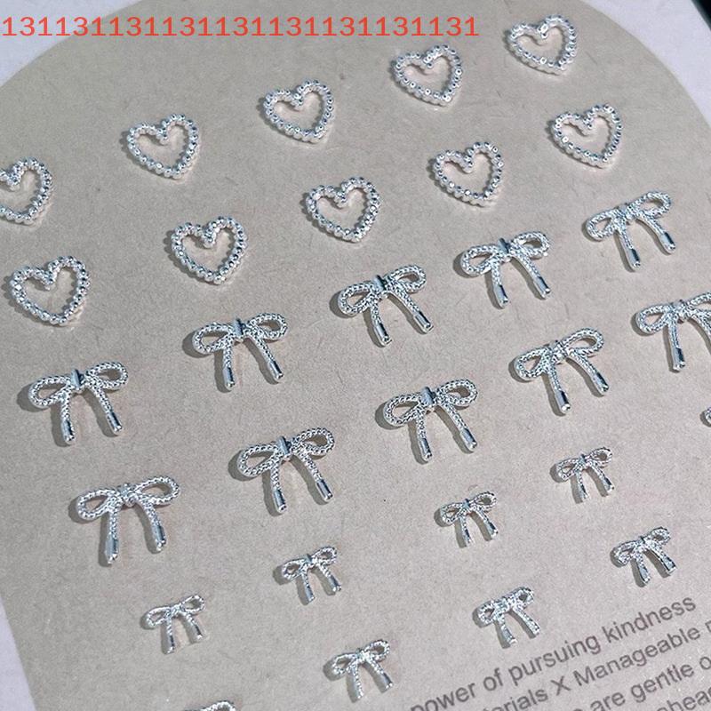 10pcs Alloy Bowknot Love Nails Art Charms Decorations 3D Luxury Metal Silver Bows Shaped Jewellery DIY Manicure Designs Supplies