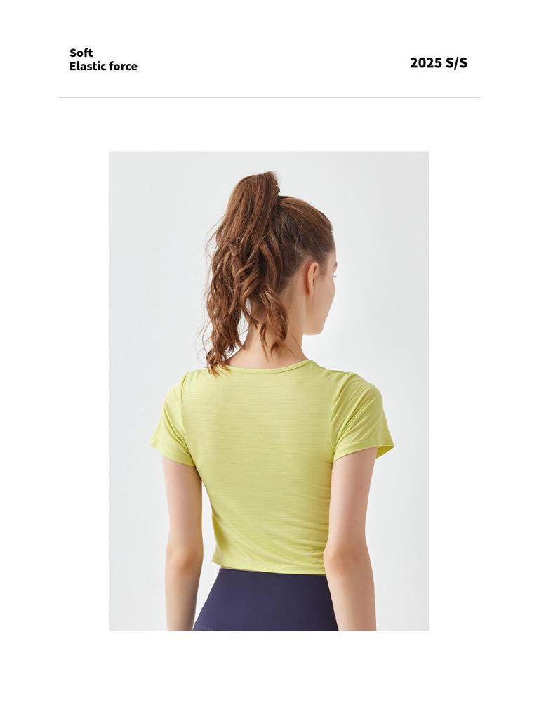 Cross-Wrap Bare-Feel Quick-Dry Short-Sleeve Yoga Crop Top