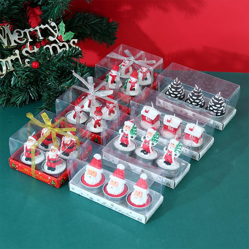 Christmas Eve Candle Set: Old Man, Tree, Snowman Ornaments for Romantic Candlelight Dinner & Christmas Decorations