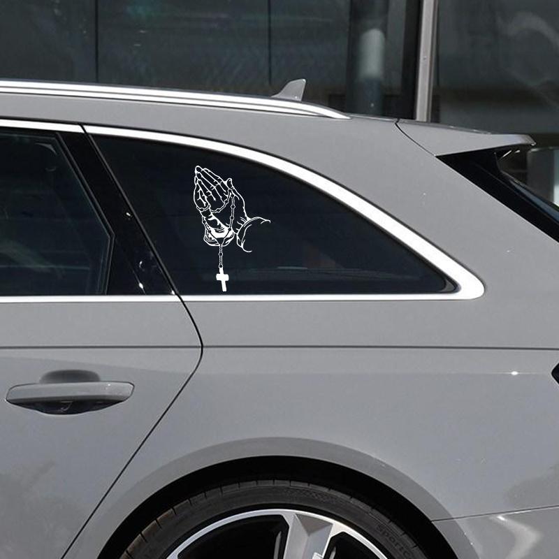 Car Interior Stickers Color Car Prayer Gesture Laser Stickers God Jesus Christ Fashion Car Body Styling Decorative Stickers
