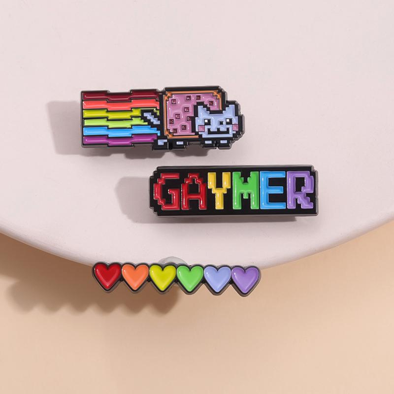 LGBT Enamel Pins Custom Rainbow Colors Heart Brooches Lapel Badges Funny  Jewelry Gift for lover Friends