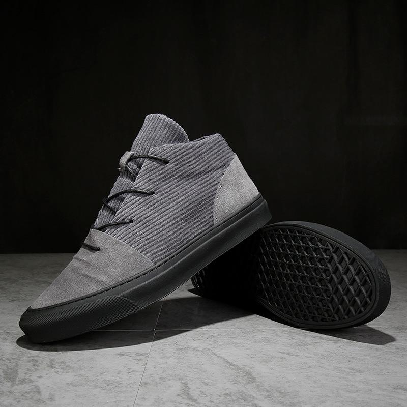 Winter Japanese Tide Shoes Anti-velvet Leather Corduroy Casual Shoes Velvet High-top Tooling Shoes
