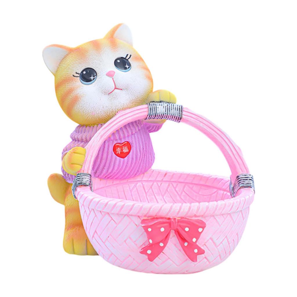 Cat Tray Home Decor Creative Candy Dish Cat Sculpture Multifunctional Cat Figure for Bedroom Cabinet Living Room Office Candy