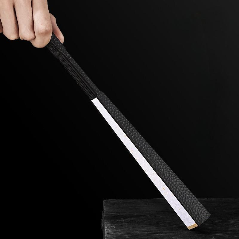 Alloy Folding Fan Ancient Style Portable Fan Chinese Style Summer Flip Bodyproof Black Silk Cloth Fan
