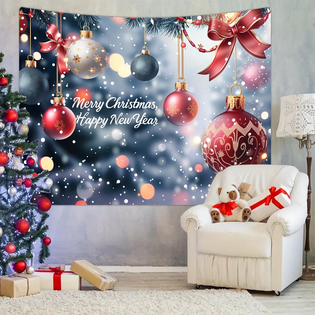 1pc Merry Christmas Tapestry, Happy New Year Blessings Poster Decoration Background Wall Hanging Decoration Tapestry