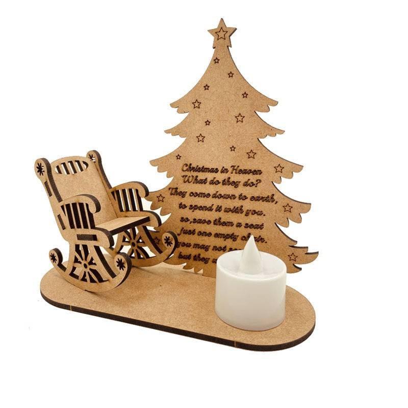 Christmas Heaven In Poem Tree Rocking Chair Candle Lights Memorial Ornament Gift