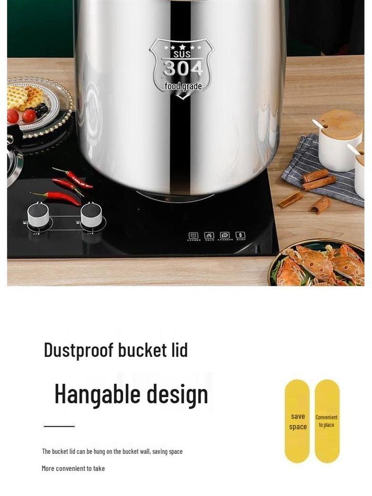 Extra dicker Eimer aus 304 Edelstahl: Großes Fassungsvermögen für Lake, Suppe, Reis und Wasser mit Deckel