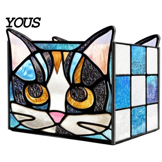 Multi Purpose Desktop Organizer Stained Glass Style Pen Holder, Unique Acrylic Organizer, 3D Exquisite Art Ornament Embossed Relief Pattern