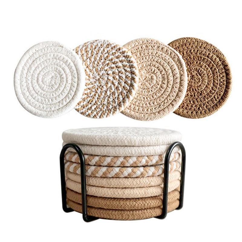 

4 шт. 11x11 см маленька кругла бавовняна кружка для кави Чашка для чаю Підставка для столу Підкладка для столу Тарілка Килимок для кухні Ізоляційна подушка No Iron Frame