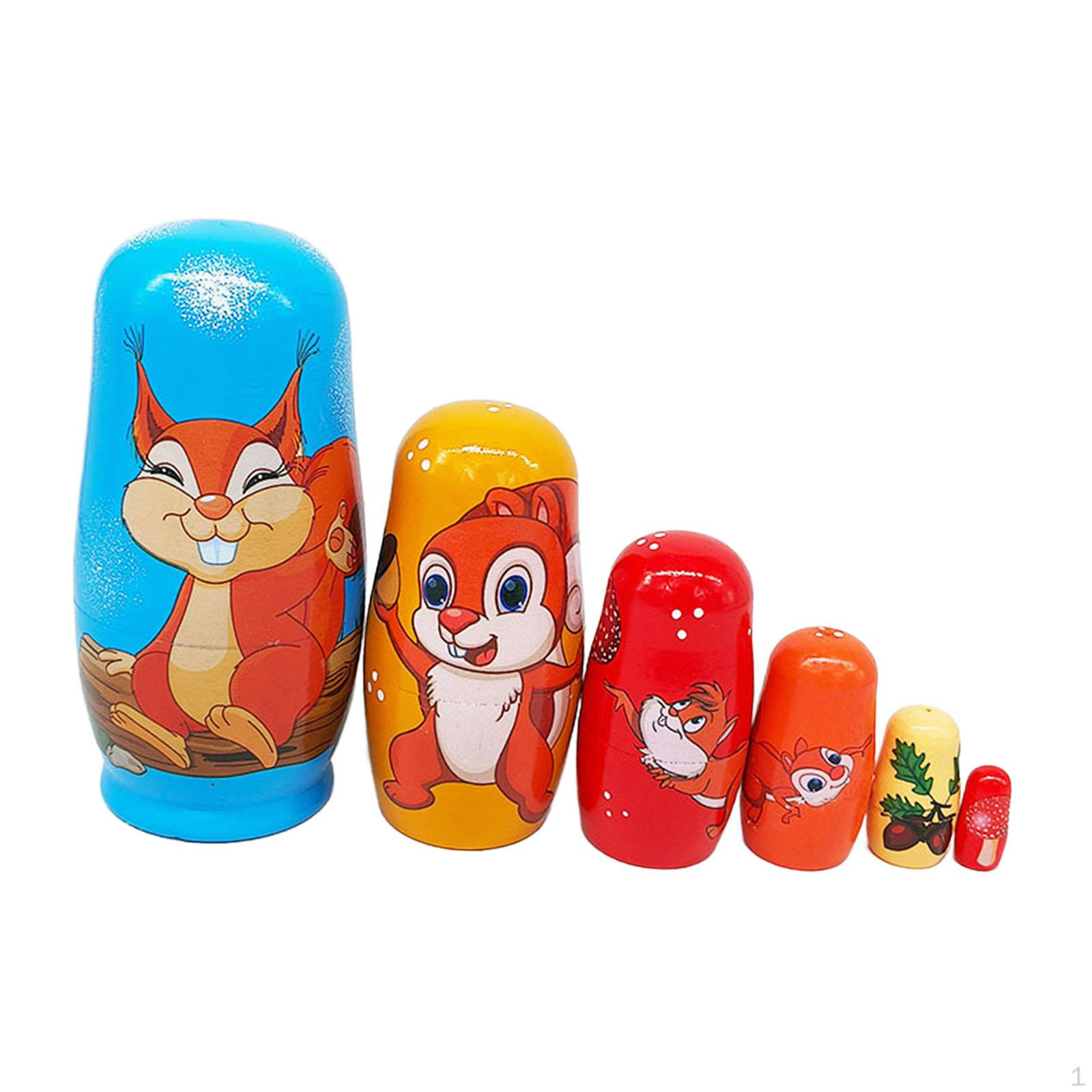 

6x матрешки, русская матрешка, милый мультфильм, ручная роспись, игрушки ручной работы, дерево на день рождения