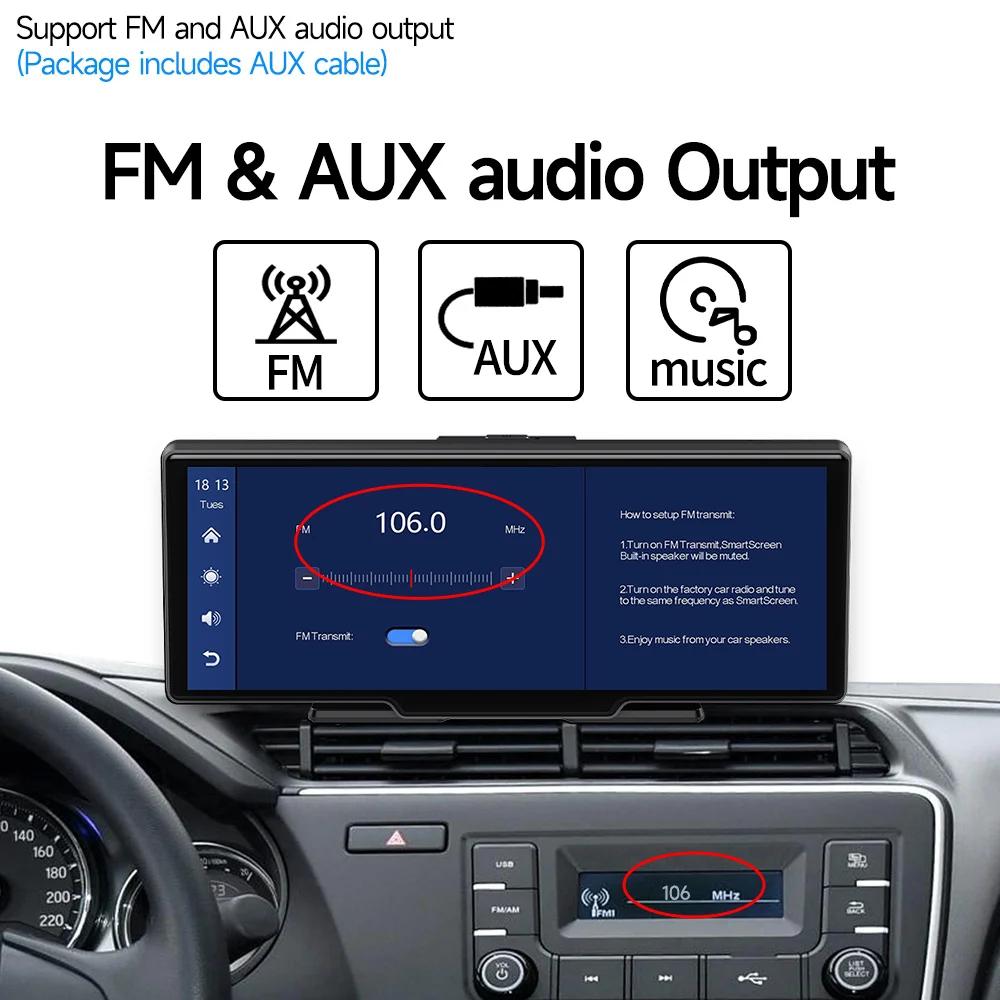 10.26" Dash Cam Rearview Camera Wifi Carplay & Android Auto 2K DVR GPS Navigation Video Recorder Dashboard Dual Len 24H Park AUX