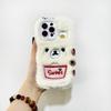New Cartoon Cute Embroidered Bear Plush Phone Case for iPhone 16 Pro Max Fall Winter Warm Plush Phone Case