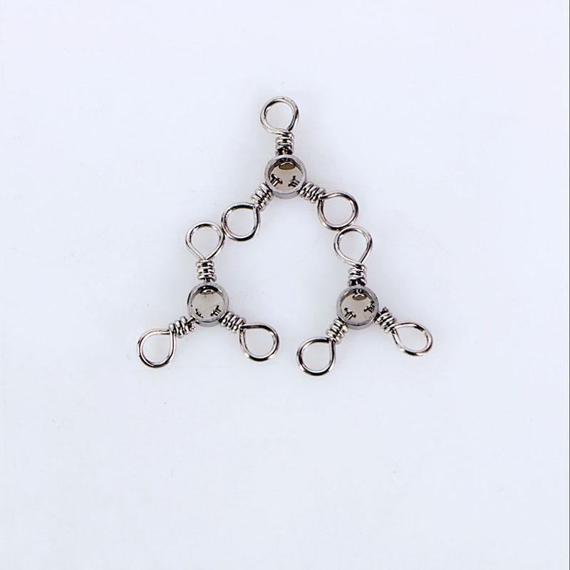 100pcs Swivels Fishing 3 Way Barrel Crossline Swivels Rolling Tackle Fishing