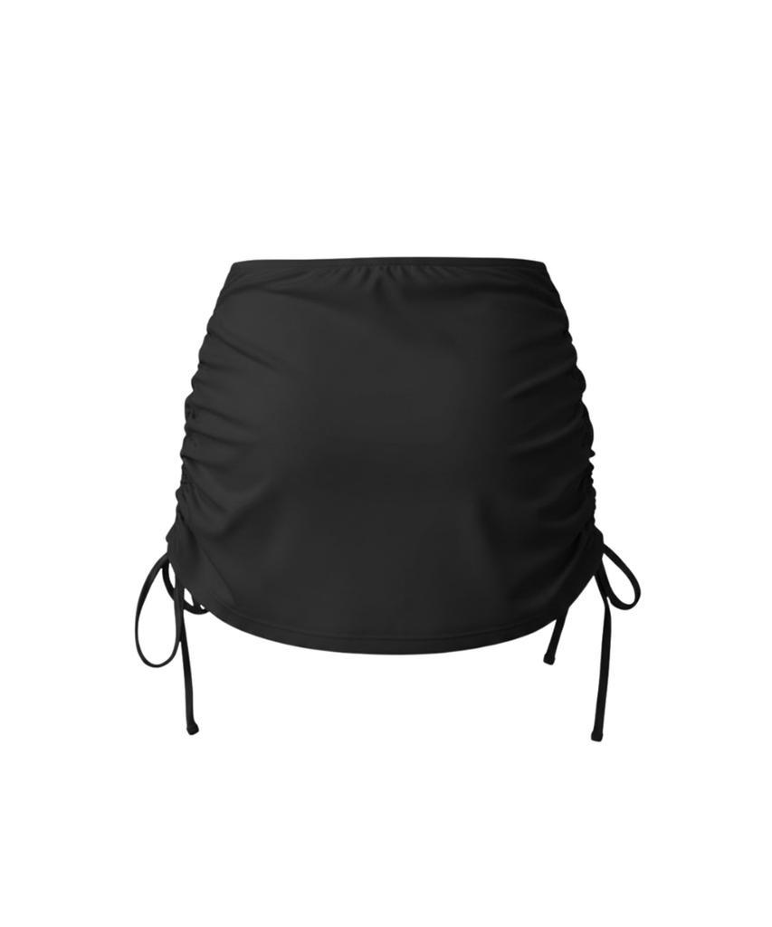 VIKINI VENDER Line String Shirred Swim Skirt Cover-Up - Black