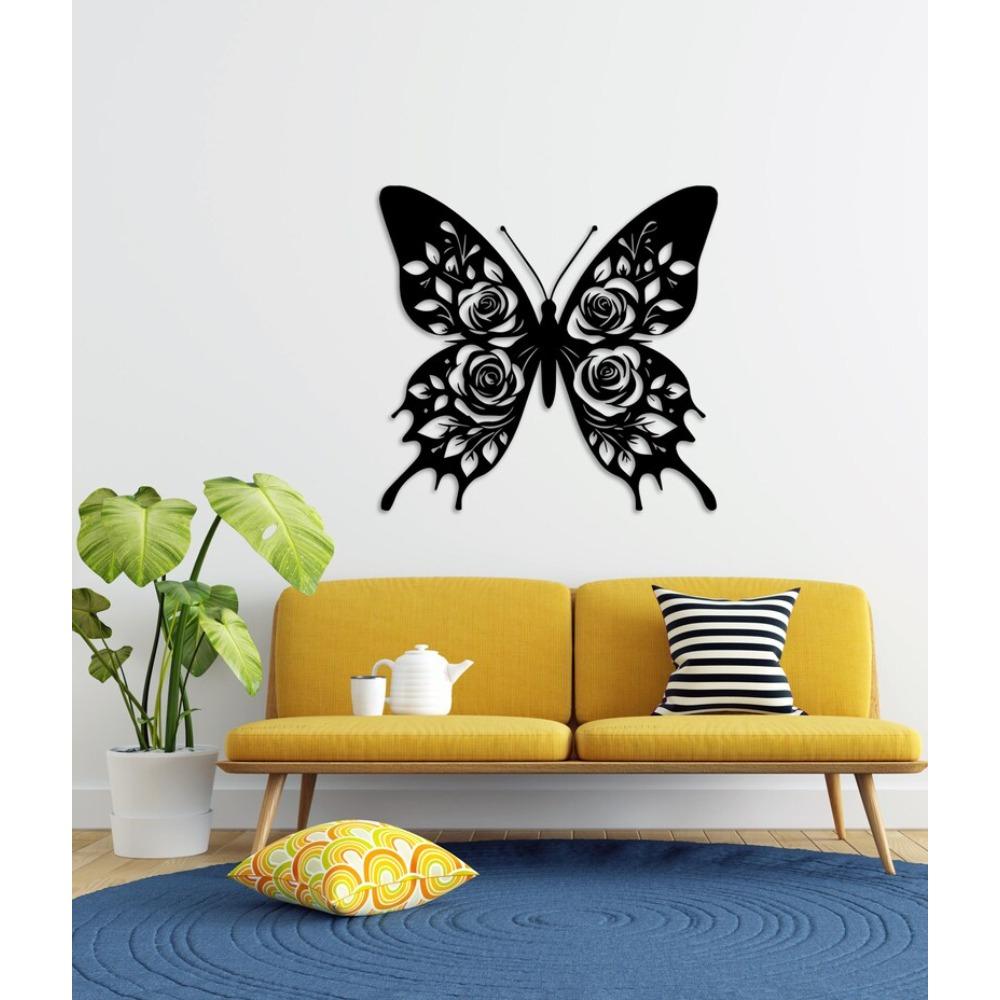 3D Butterfly Metal Wall Sculpture, Modern Iron Art, Creative Animal Home Decor, Wall Hanging Ornament for Living Room Bedroom