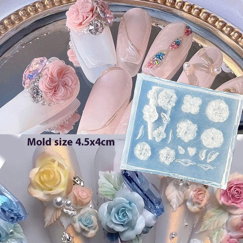 1Pc Chain Ice Flower Butterfly 3D Acrylic Mold Nail Art Decorations Diy Design Silicone Nails Mold