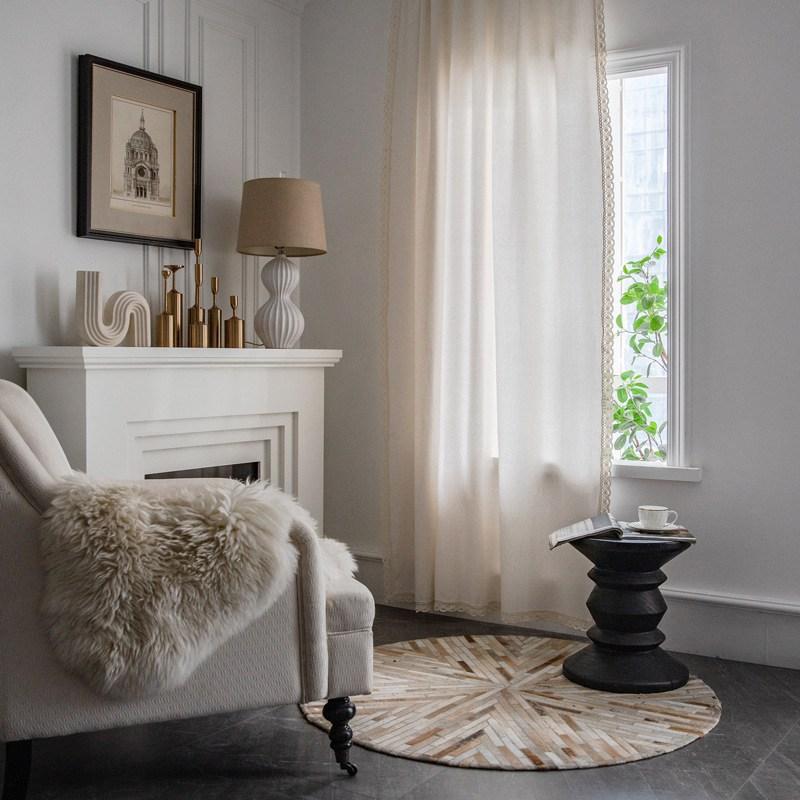 Cotton Linen American Style White Curtain Blackout Thick with Sun Lace Drape for The Luxury Living Room Curtains Home Decoretion