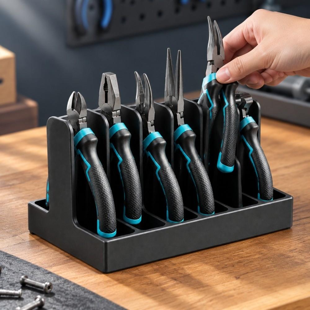 6 Slot Tool Storage Rack Plastic Hand Tool Holder Portable Desktop Tool Tray  For Screwdriver