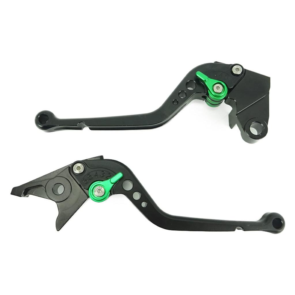 K79 Black Kawasaki Brake and Clutch Lever Compatible with Versys (Green) Set, 6-Level Adjustment, ZX-6R, ZX-9R, ZX-10R, Z1000, ZX-12R, 1000, etc.