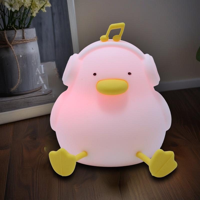 Rechargeable Cute Duck Silicone Night Light for Bedroom and Nursery