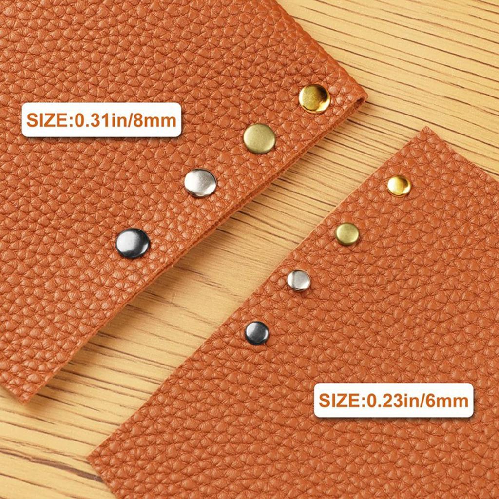 480 Sets Leather Rivets Double Caps Rivet Tubular Metal Studs with 3 Setting Tools Hammer for Leather Craft Repair