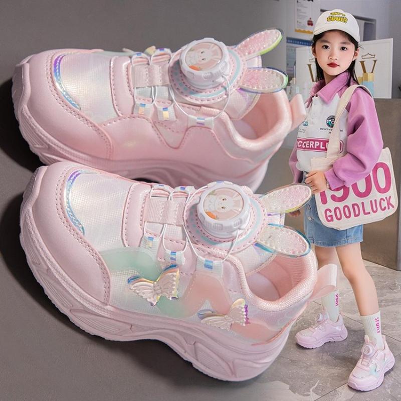 Children's casual shoes spring new girl sports shoe knob buckle kids shoe three-dimensional butterfly girl shoes zapatillas niña