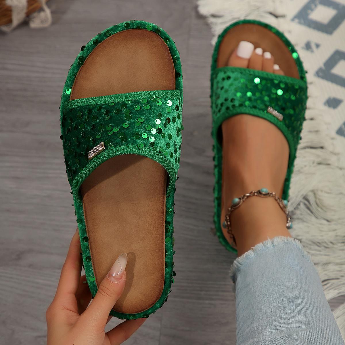 

Женские тапочки 2024 года, новые летние толстые тапочки на платформе для женщин, домашние сандалии на мягкой подошве, пляжные шлепанцы для женщин, Zapatos De Mujer 36 зелёный