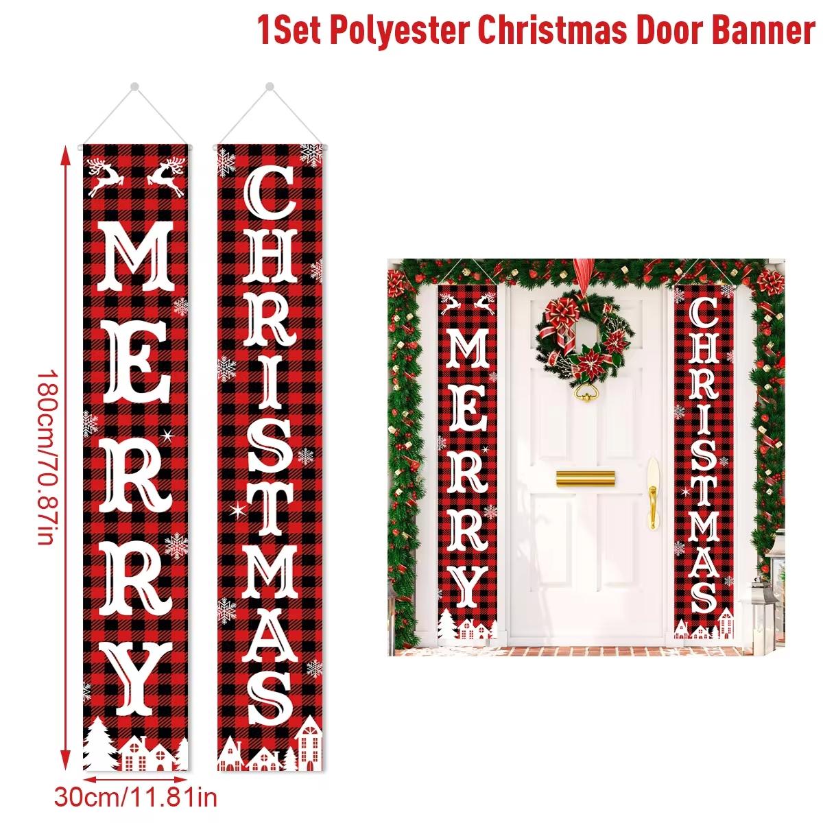 

Christmas Hanging Door Banner Merry Christmas Decorations for Home Xmas Navidad Noel Natal Door Decor Happy New Year Gifts 2025