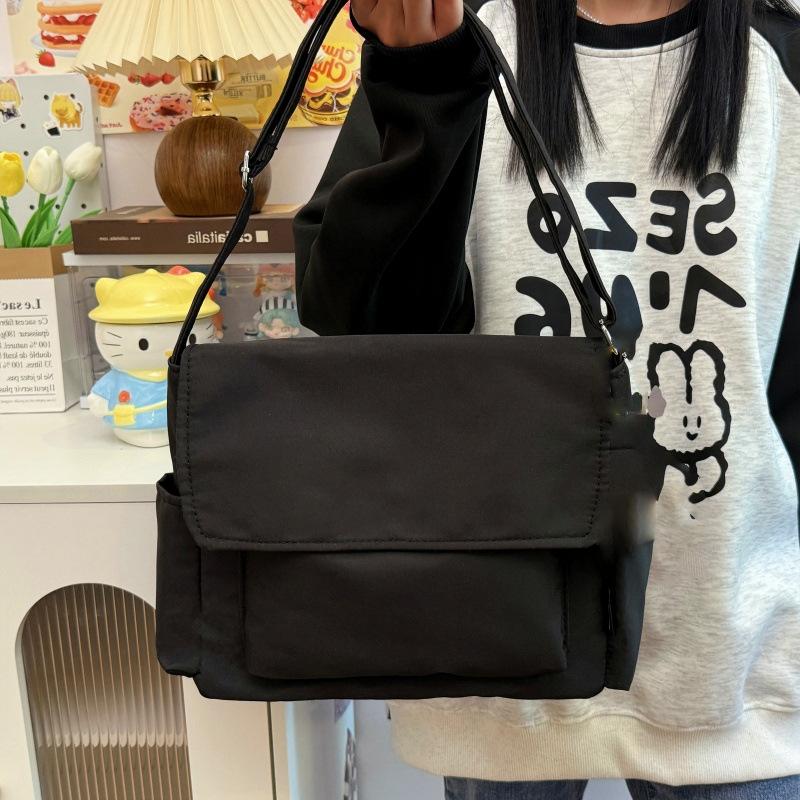 Solid Color Simple Casual Crossbody Bag Large Capacity Japanese Literature and Art Versatile Shoulder Bag Youth Campus Student Tote Bag