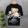 Unisexs Bear Print TShirt Round Neck Short Sleeve Casual Wear Trendy Versatile Youth Style Cartoon Anime Versatile Half Sleeve