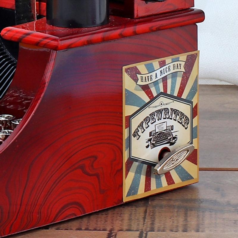 Retro Design Wind Up Mechanical Music Box In Typewriter Shape Sweet Melodies with Drawer Home Desktop Shelf Decors